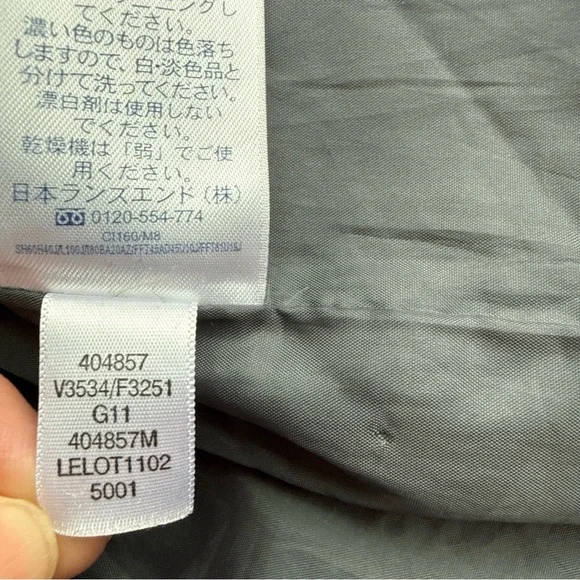 Lands’ End Gray/Blue Long Down Puffer Coat Hooded Winter Parka Women M 10-12 - Picture 8 of 11